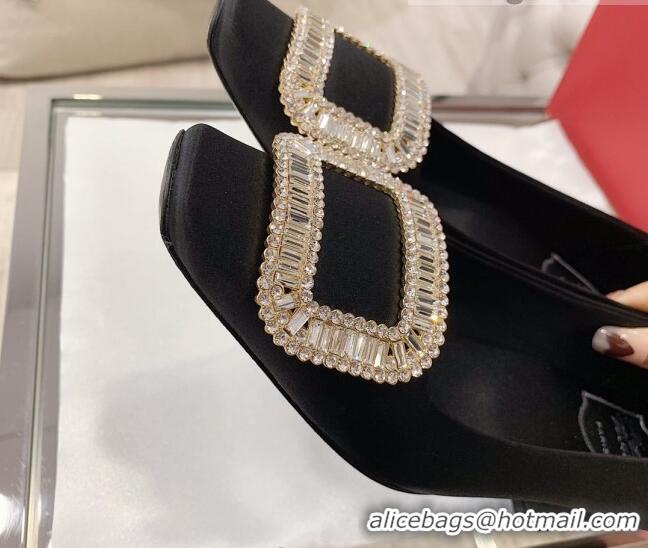 Unique Style Roger Vivier Satin Crystal Buckle Pumps 4.5cm Black 022110