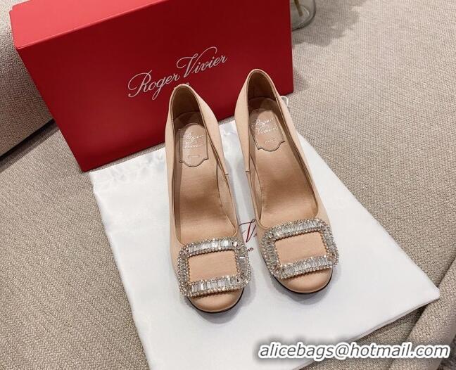 Purchase Roger Vivier Satin Crystal Buckle Pumps 6.5cm Beige 022112