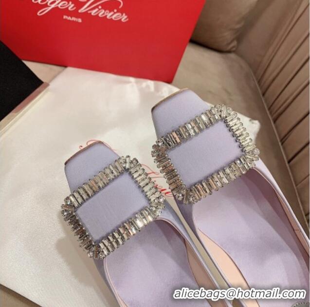 Fashion Roger Vivier Satin Crystal Buckle Pumps 6.5cm Purple 022115