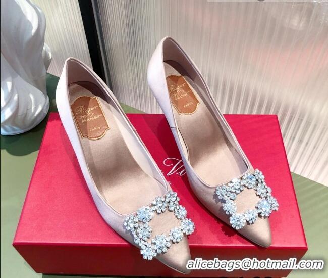 Low Cost Roger Vivier Satin Crystal Buckle Pumps 6.5cm Pink 022120