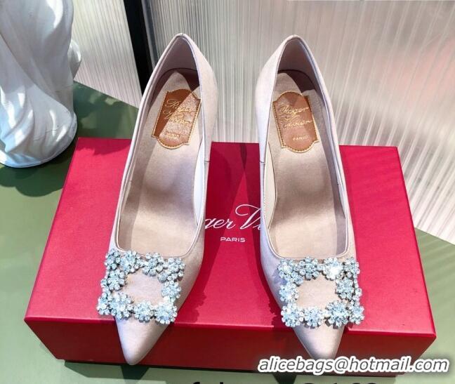 Low Cost Roger Vivier Satin Crystal Buckle Pumps 6.5cm Pink 022120