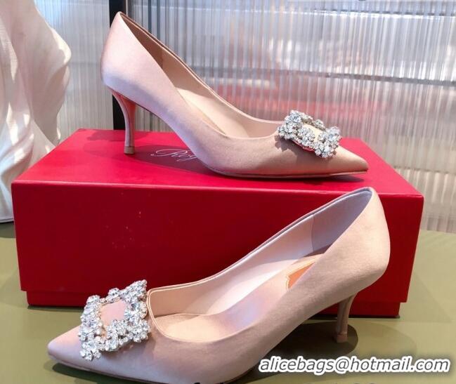 Low Cost Roger Vivier Satin Crystal Buckle Pumps 6.5cm Pink 022120