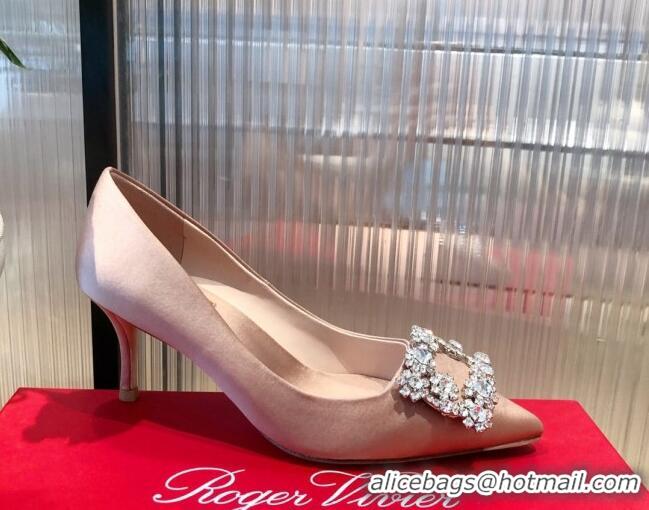 Low Cost Roger Vivier Satin Crystal Buckle Pumps 6.5cm Pink 022120