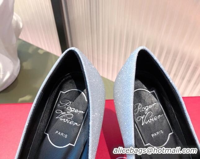 Best Grade Roger Vivier Satin Crystal Buckle Pumps 6.5cm Blue 022121