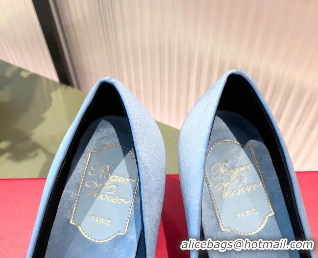 Top Grade Roger Vivier Satin Crystal Buckle Pumps 6.5cm Blue 022122