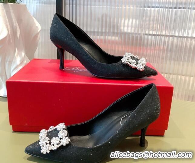 Best Product Roger Vivier Sequins Crystal Buckle Pumps 6.5cm Black 022123