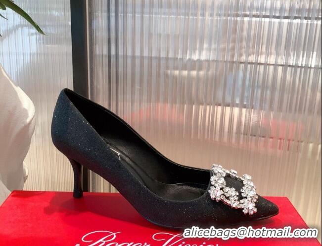 Best Product Roger Vivier Sequins Crystal Buckle Pumps 6.5cm Black 022123