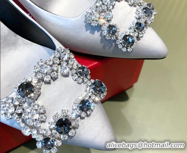 Feminine Roger Vivier Satin Crystal Buckle Pumps 6.5cm Light Blue 022124