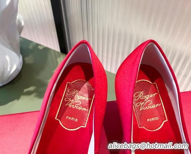 Pretty Style Roger Vivier Satin Crystal Buckle Pumps 6.5cm Red 022126