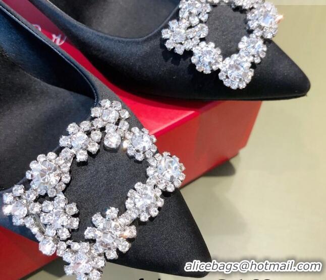 Low Price Roger Vivier Satin Crystal Buckle Pumps 6.5cm Black 022127