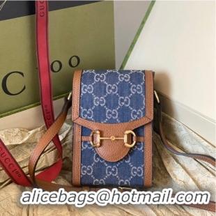 Low Cost Gucci Horsebit 1955 mini bag 625615 blue