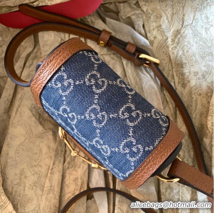 Low Cost Gucci Horsebit 1955 mini bag 625615 blue