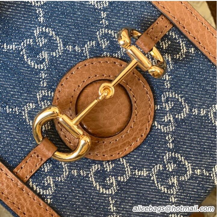 Low Cost Gucci Horsebit 1955 mini bag 625615 blue