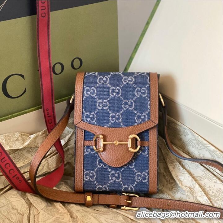 Low Cost Gucci Horsebit 1955 mini bag 625615 blue