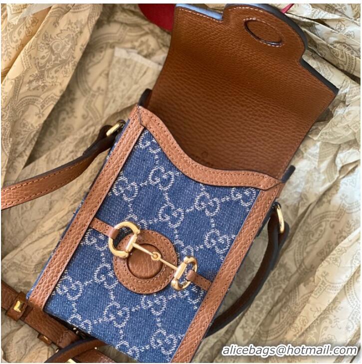 Low Cost Gucci Horsebit 1955 mini bag 625615 blue