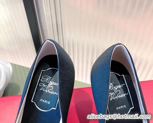 Good Quality Roger Vivier Satin Crystal Buckle Pumps 8.5cm Black 022130