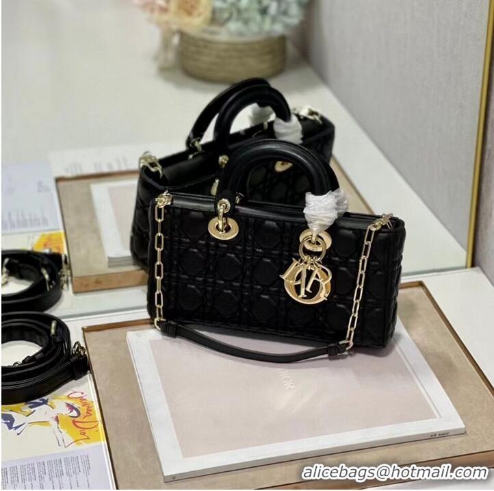 Grade Quality MEDIUM LADY DIOR BAG Cannage Lambskin C2820 black