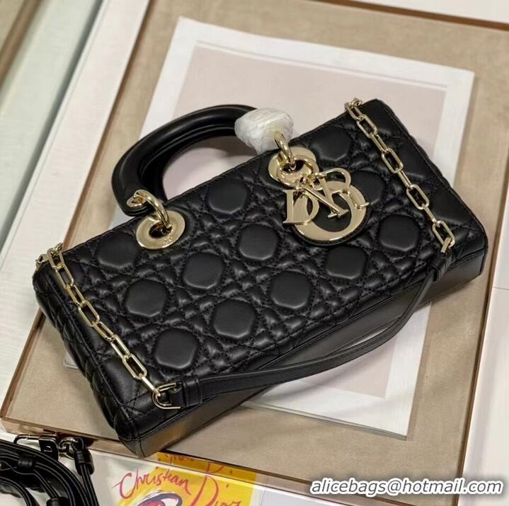 Grade Quality MEDIUM LADY DIOR BAG Cannage Lambskin C2820 black