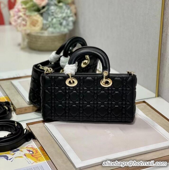 Grade Quality MEDIUM LADY DIOR BAG Cannage Lambskin C2820 black