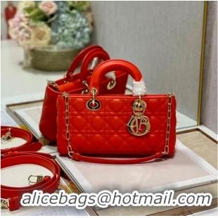 Shop Discount MEDIUM LADY DIOR BAG Cannage Lambskin C2820 red orange