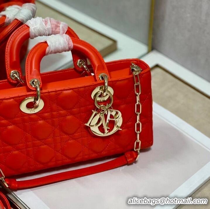 Shop Discount MEDIUM LADY DIOR BAG Cannage Lambskin C2820 red orange