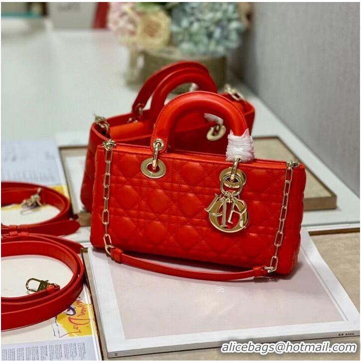 Shop Discount MEDIUM LADY DIOR BAG Cannage Lambskin C2820 red orange