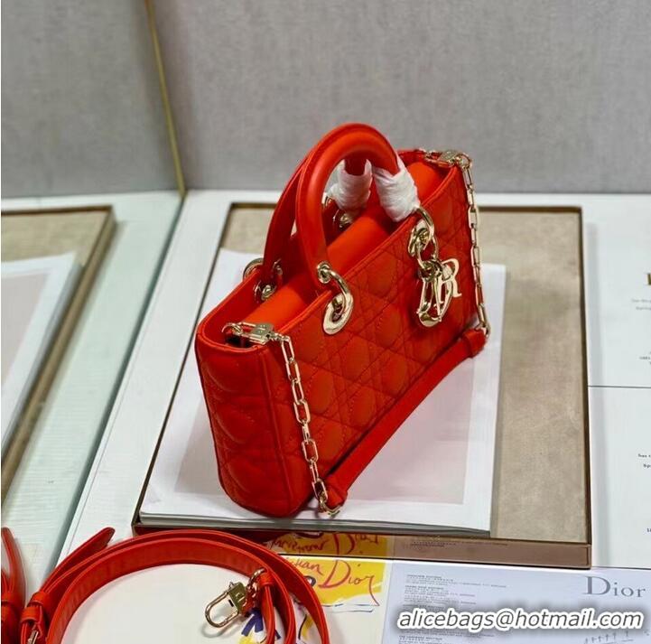 Shop Discount MEDIUM LADY DIOR BAG Cannage Lambskin C2820 red orange