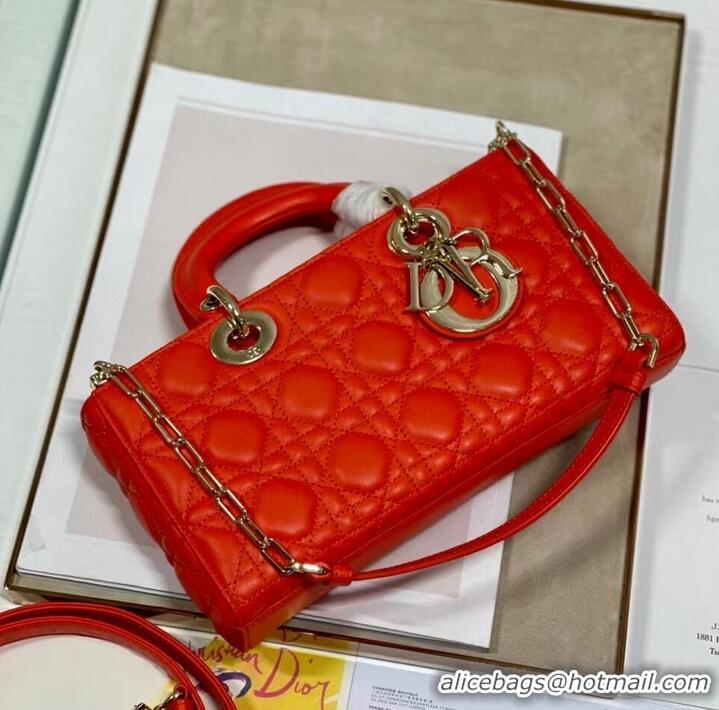 Shop Discount MEDIUM LADY DIOR BAG Cannage Lambskin C2820 red orange