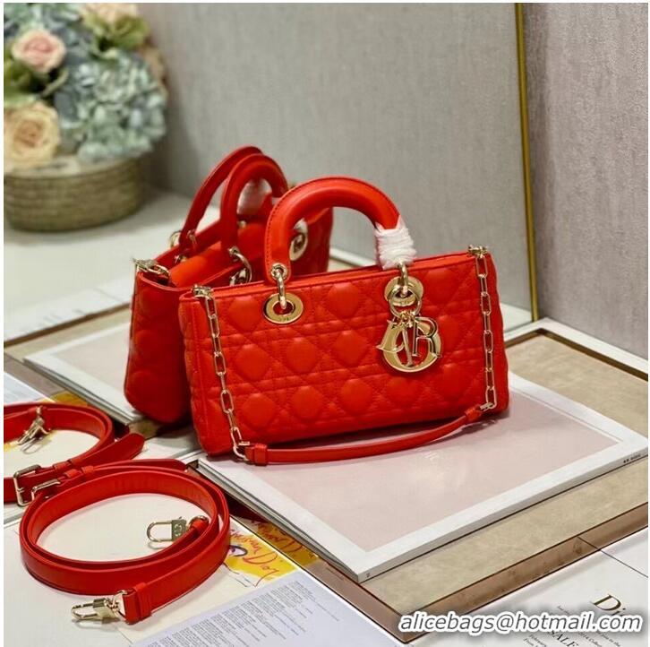 Shop Discount MEDIUM LADY DIOR BAG Cannage Lambskin C2820 red orange