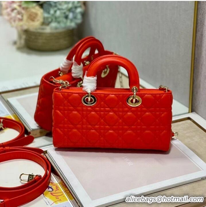 Shop Discount MEDIUM LADY DIOR BAG Cannage Lambskin C2820 red orange