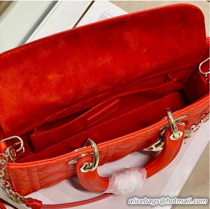 Shop Discount MEDIUM LADY DIOR BAG Cannage Lambskin C2820 red orange