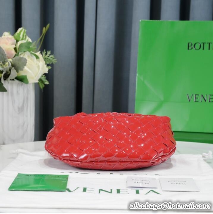 Luxurious Bottega Veneta Mini intrecciato patent leather top handle bag JODIE 651876V red