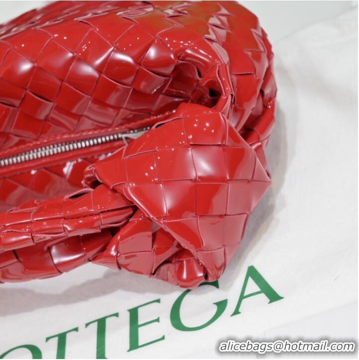 Luxurious Bottega Veneta Mini intrecciato patent leather top handle bag JODIE 651876V red