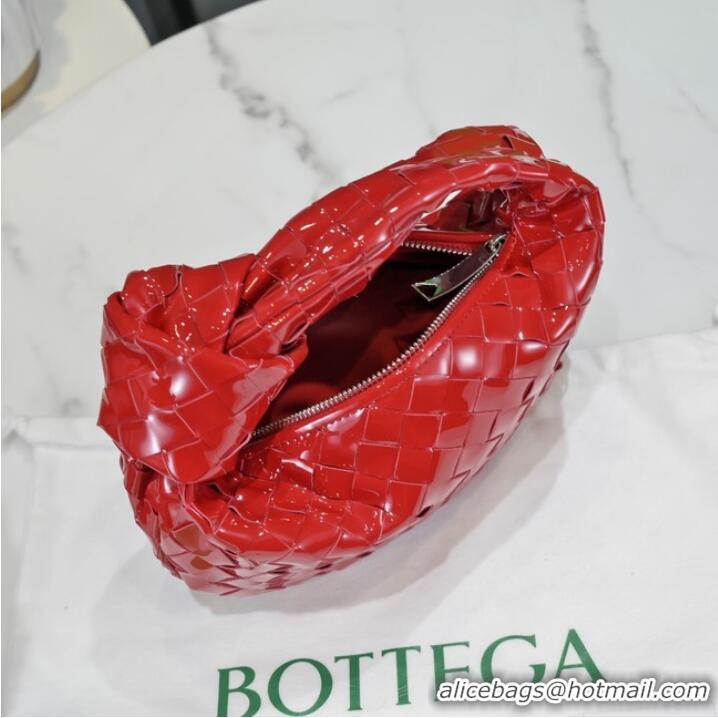 Luxurious Bottega Veneta Mini intrecciato patent leather top handle bag JODIE 651876V red