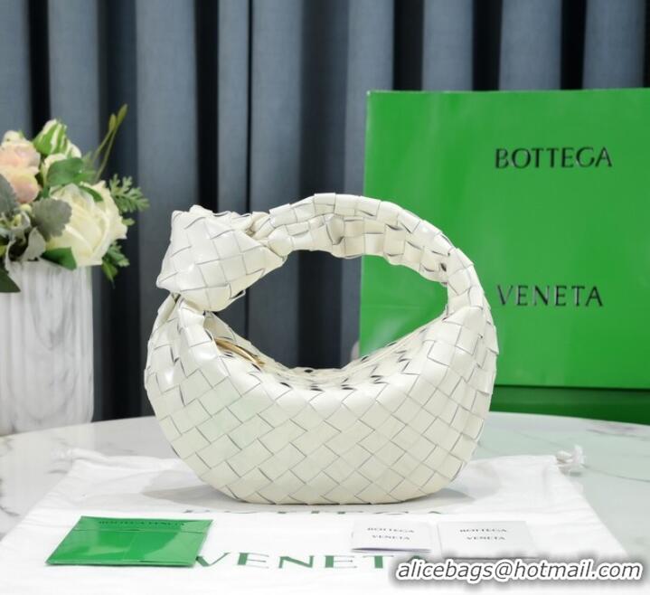 Top Quality Bottega Veneta Mini intrecciato patent leather top handle bag JODIE 651876V WHITE