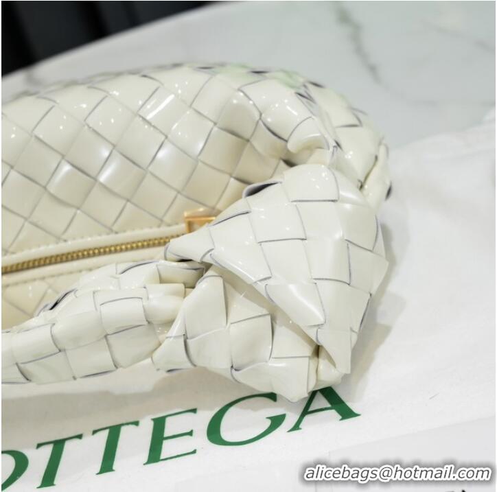 Top Quality Bottega Veneta Mini intrecciato patent leather top handle bag JODIE 651876V WHITE