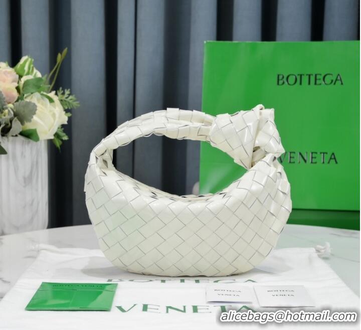 Top Quality Bottega Veneta Mini intrecciato patent leather top handle bag JODIE 651876V WHITE