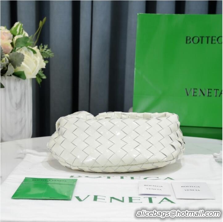 Top Quality Bottega Veneta Mini intrecciato patent leather top handle bag JODIE 651876V WHITE