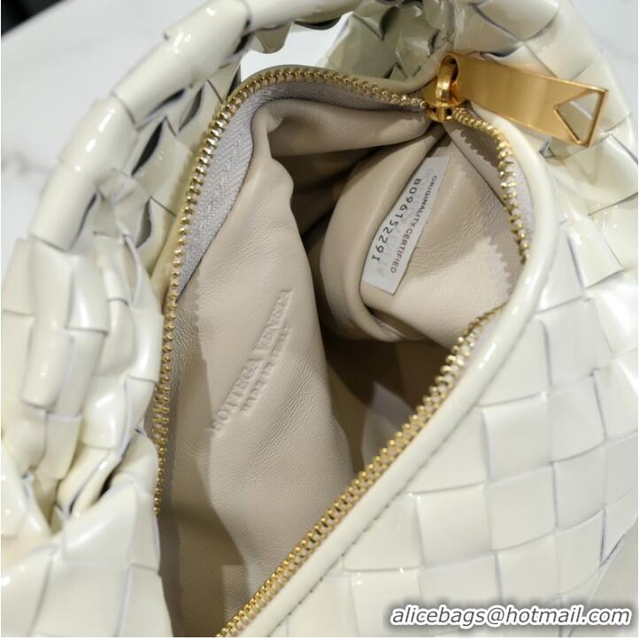 Top Quality Bottega Veneta Mini intrecciato patent leather top handle bag JODIE 651876V WHITE