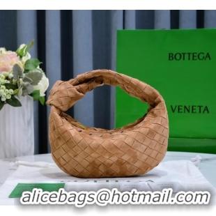 Top Grade Bottega Veneta Mini intrecciato suede top handle bag 651876V1 brown