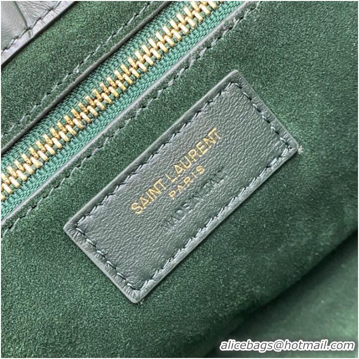 Famous Brand YSL LE 5 A 7 HOBO BAG IN CROCODILE-EMBOSSED SHINY LEATHER Y687228 blackish green