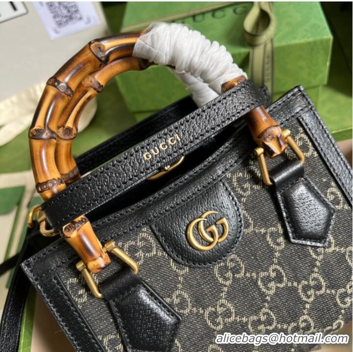 Inexpensive Gucci GG denim jacquard Diana mini tote bag 655661 Black