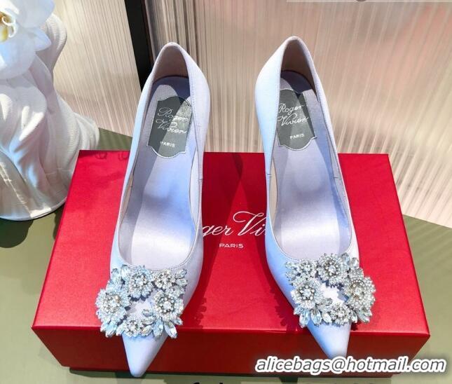 Hot Style Roger Vivier Satin Crystal Buckle Pumps 8.5cm Purple 022134