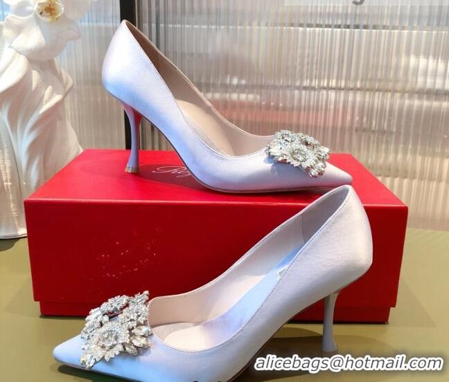 Hot Style Roger Vivier Satin Crystal Buckle Pumps 8.5cm Purple 022134