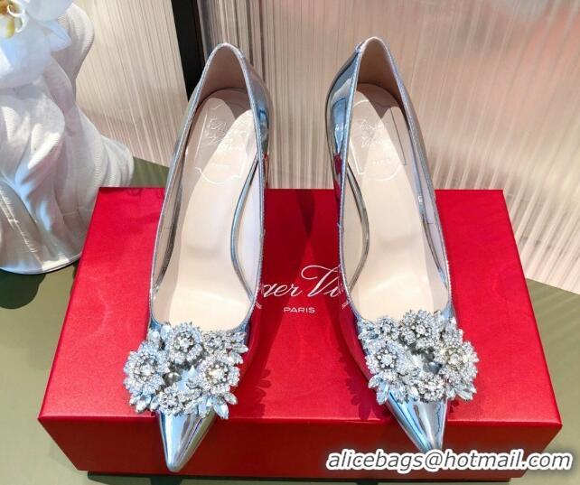 Perfect Roger Vivier Crystal Buckle Pumps 8.5cm Silver 022135