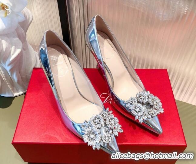 Perfect Roger Vivier Crystal Buckle Pumps 8.5cm Silver 022135