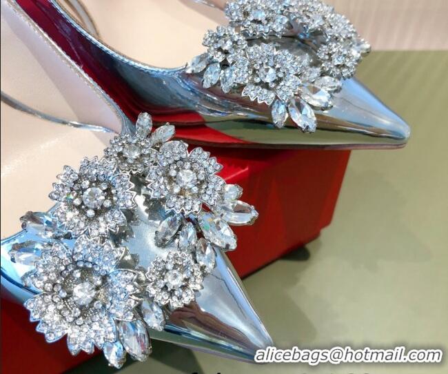 Perfect Roger Vivier Crystal Buckle Pumps 8.5cm Silver 022135