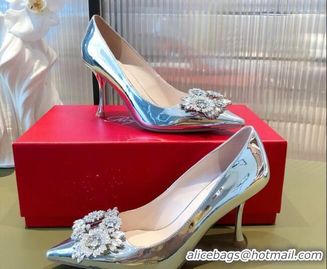 Perfect Roger Vivier Crystal Buckle Pumps 8.5cm Silver 022135