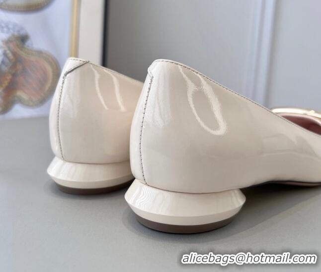 Unique Style Roger Vivier Patent Leather Ballet White 030736