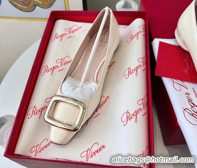 Unique Style Roger Vivier Patent Leather Ballet White 030736